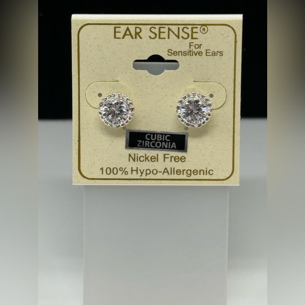 Ear Sense Cubic Zirconia Stud Earrings .33 Inch
